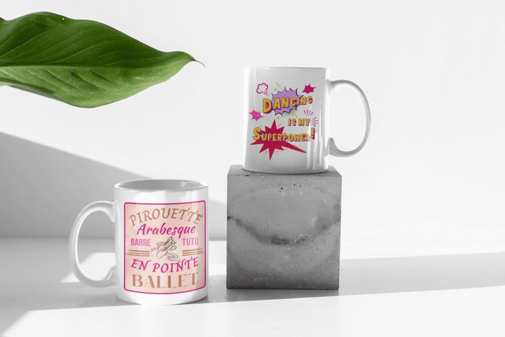homeware products dance theme mugs